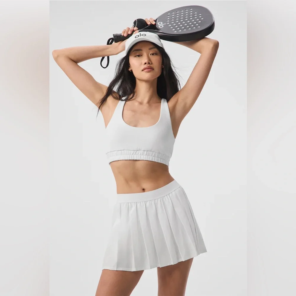 Alo Yoga White Varsity Tennis Skirt XS